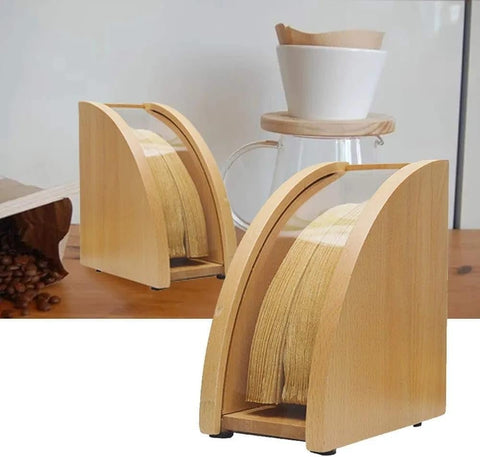 Olmecs Wooden Coffee Filter Holder, with Dustproof Cover