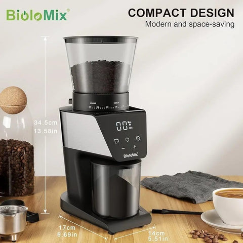 Electric Coffee Grinder for Espresso Coffee and Manual Coffee Brewing up to 12 cups, Grind Size from Espresso to Cold Brew