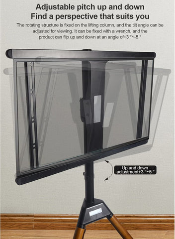 Wooden Tripod TV Stand for 32–75 Inch TVs – Height Adjustable with 180° Swivel