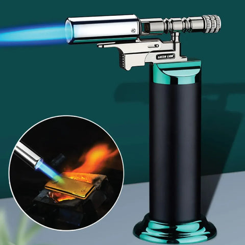 High-quality Torch Lighter Powerful Blue Single Jet Flame Refillable Windproof Lighter for BBQ Kitchen Cooking