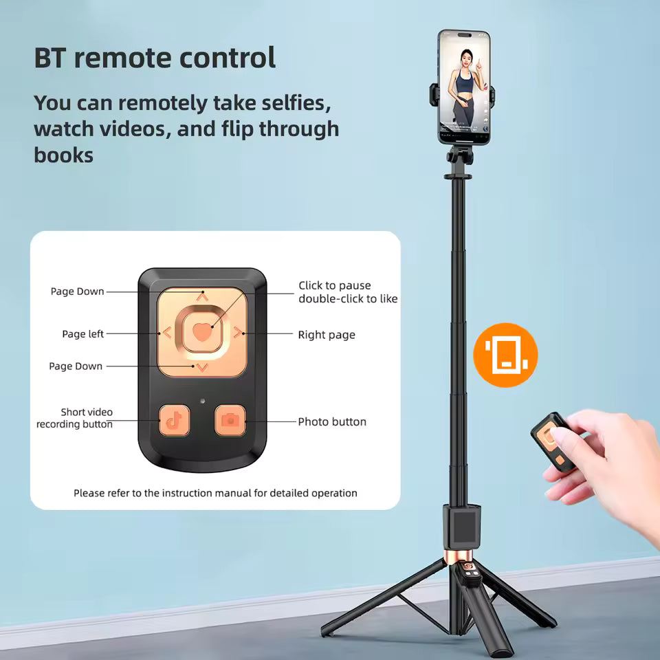 Cl-07 New Selfie Stick With Fill Light Extendable Selfie Stick Tripod for Phone with Display Screen and Remote Control