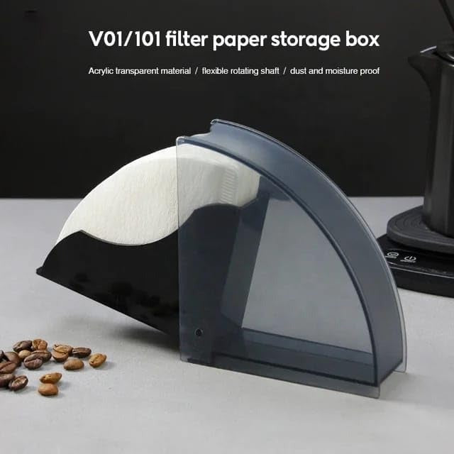 Olmecs Coffee Filter Holder with Dustproof Cover, 50 Filters Capacity, for V60 and Cone Filters