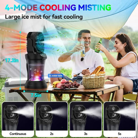 Olmecs Portable Misting Fan A65 with Remote Control, 2L Water Tank & 30,000mAh Battery
