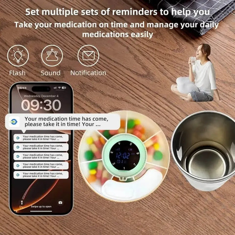 Micflip Find My Portable Smart Pill Box – 7-Day Pill Box with Reminders