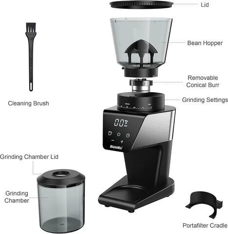 Electric Coffee Grinder for Espresso Coffee and Manual Coffee Brewing up to 12 cups, Grind Size from Espresso to Cold Brew