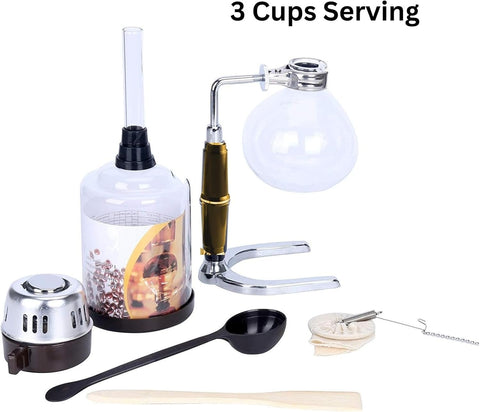 Olmecs 3cup Tabletop Syphon Coffee Maker with Alcohol Burner