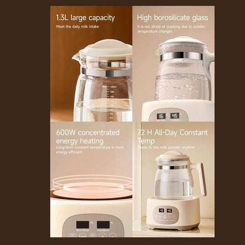 Electric Glass Kettle with Variable Temperature, Keep Warm for 72 Hours, Ideal for Tea, Coffee, and Milk