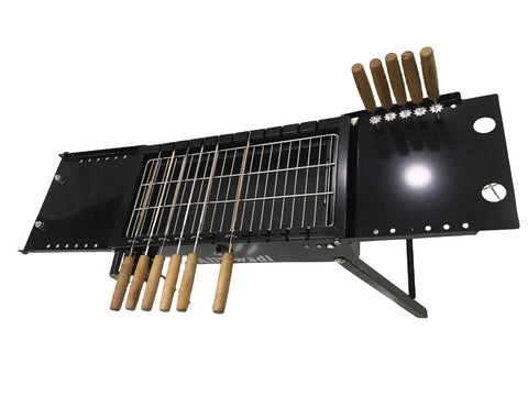 Olmecs Portable Folding Barbecue Grill with Electric Skewer Camping Charcoal Stove
