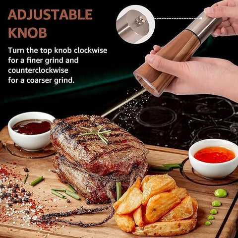 Olmecs Salt and Pepper Shaker Grinder with Tray, High Strength Ceramic Grinding Core