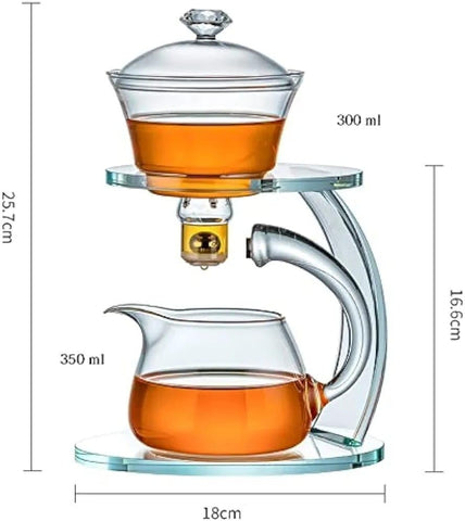Olmecs Kungfu Glass Tea Set Magnetic Water Diversion Rotating Cover Bowl Semi-Automatic Glass Teapot Suit
