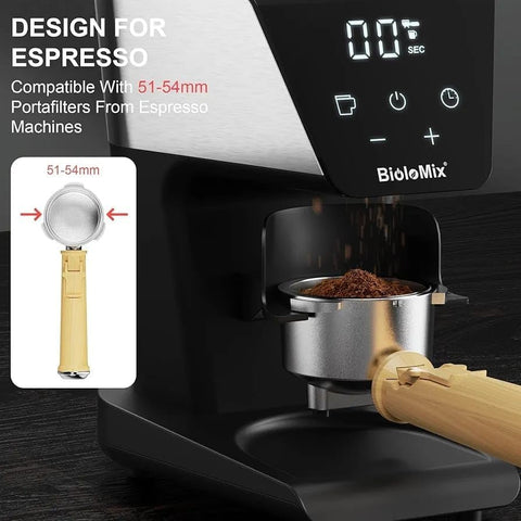 Electric Coffee Grinder for Espresso Coffee and Manual Coffee Brewing up to 12 cups, Grind Size from Espresso to Cold Brew