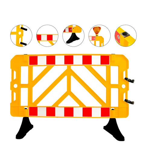 Olmecs 1.5M Plastic Safety Barrier - Yellow | 1.5 Meter Crowd Control Barricade for Road and Pedestrian Safety