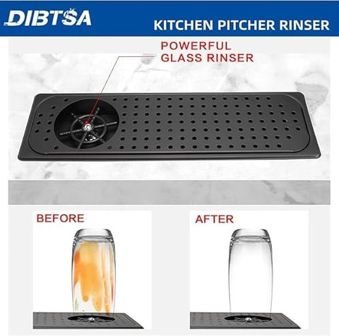 Olmecs Stainless Steel Espresso Coffee Bar Countertop Pitcher Rinser Sink with Side Spray,Drain and Drip Tray,Matte Black Large Size 20.86 x 6.37 x 1.49 Inches