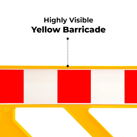 Olmecs 1.5M Plastic Safety Barrier - Yellow | 1.5 Meter Crowd Control Barricade for Road and Pedestrian Safety