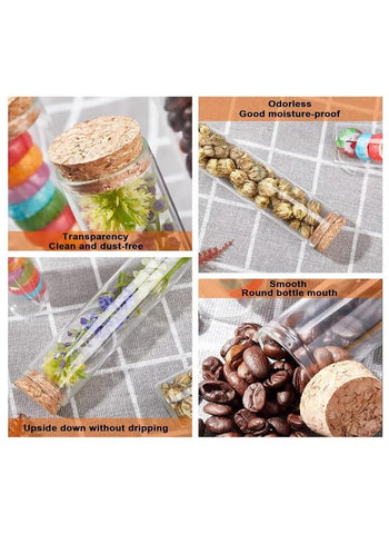 10Pcs 100ml Glass Tubes Bottles With Cork  Stoppers - Willow