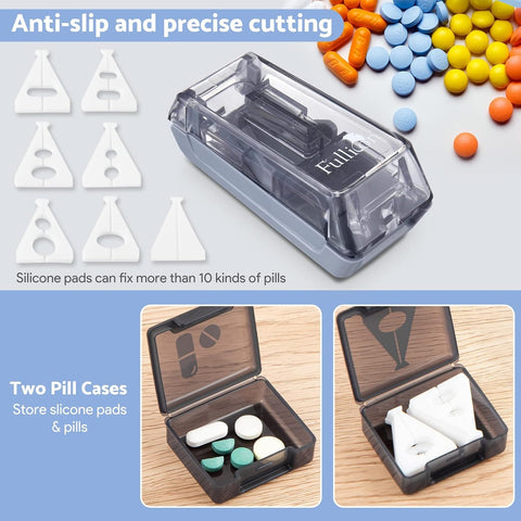 Fullicon Pill Cutter for Small or Large Pills, Pill Splitter with V-Shape Holder