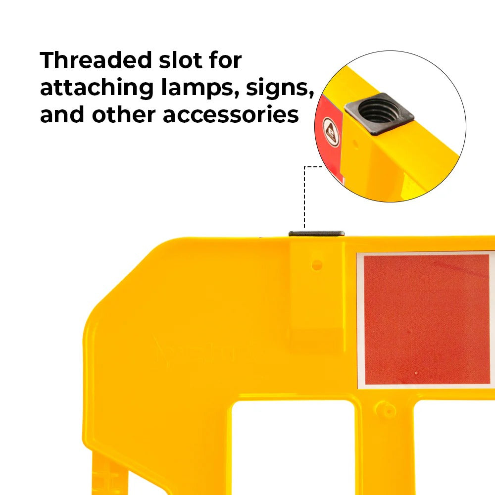 Olmecs 1.5M Plastic Safety Barrier - Yellow | 1.5 Meter Crowd Control Barricade for Road and Pedestrian Safety
