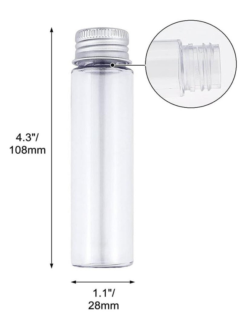 Willow 30Pack 50ml Clear Flat Plastic Test Tubes with Screw Caps