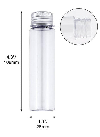 Willow 30Pack 50ml Clear Flat Plastic Test Tubes with Screw Caps