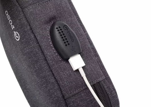 POSO Water Resistant Bag With USB Charging Grey