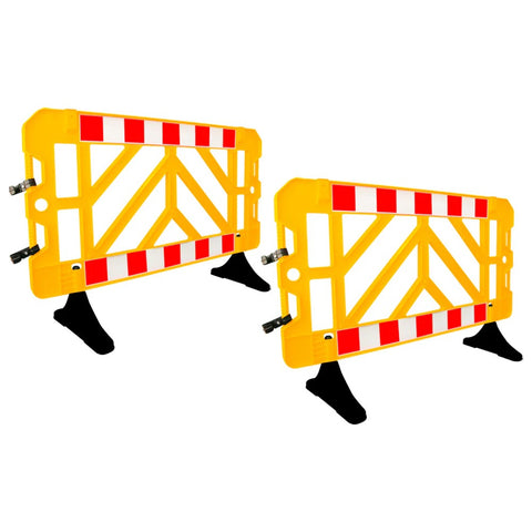 Olmecs 1.5M Plastic Safety Barrier - Yellow | 1.5 Meter Crowd Control Barricade for Road and Pedestrian Safety