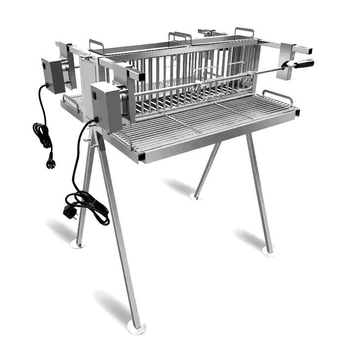 Olmecs Folding BBQ Grill Smokeless Stove Double Sides Grill with Rotisserie Kit