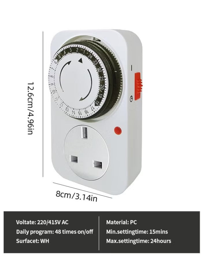 24-Hour Mechanical Timer Socket | Programmable Power Outlet for Home and Office Appliances