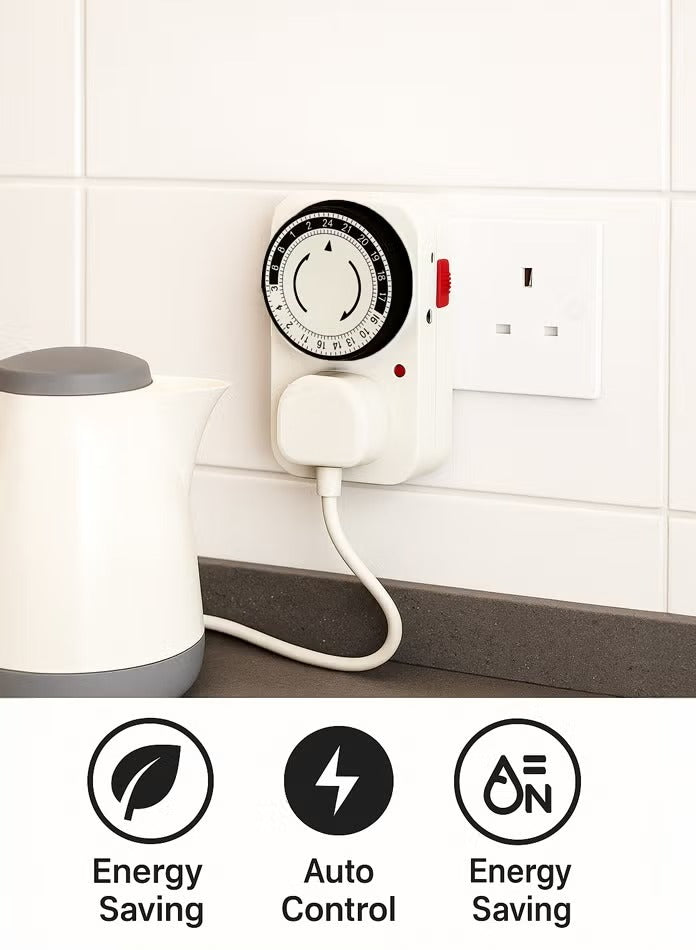 24-Hour Mechanical Timer Socket | Programmable Power Outlet for Home and Office Appliances