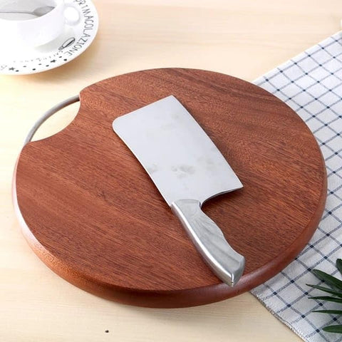 Olmecs Round Wood Cutting Board, 36cm Diameter, One Piece, No Glue, Non-Toxic, Thick Hardwood