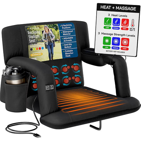 Olmecs Extra Wide Heated Massage Reclining Stadium Chair