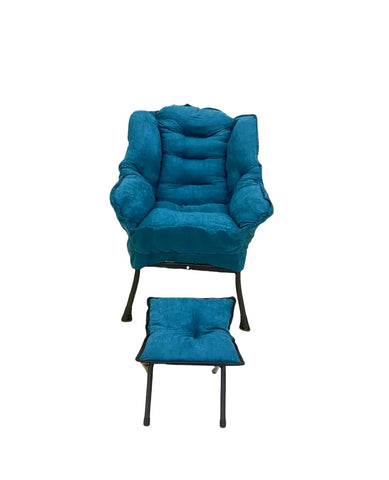 Willow Comfort Lazy Sofa Folding Chair with Armrests Side Pocket and Footstool