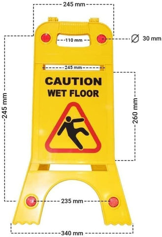 Olmecs Two-Sided Fold-Out Caution Wet Floor Sign - Yellow