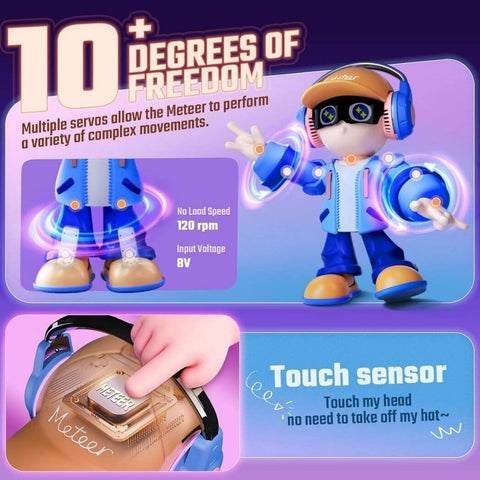 Meteer AI Interactive Robot Pet Toy | Voice Chat, Auto Music Recognition and Dancing