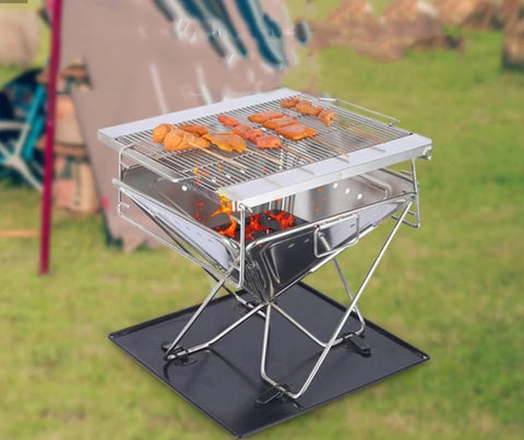 Portable Foldable Charcoal Grill Stove BBQ Fire Pit with Carry Bag