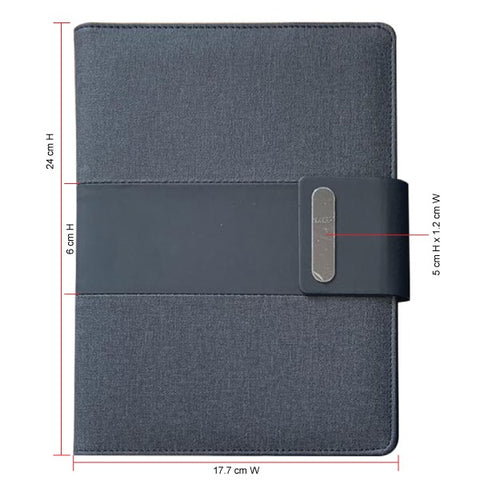 Business Portfolio Fabric Look High Quality Leather Material A5 Size Notebook,4 Card Holder slots, 90 Sheets 100gsm
