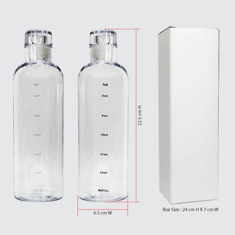 Olige Clear Glass Transparent Borosilicate Water Bottles With Time Marker