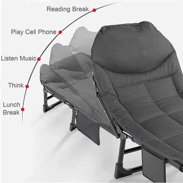 Willow Folding Camping Bed Portable Sleep Bed with Pockets Comfort Chair