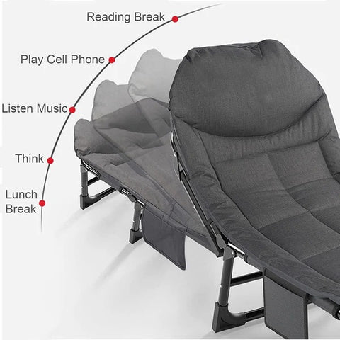 Willow Folding Camping Bed Portable Sleep Bed with Pockets Comfort Chair