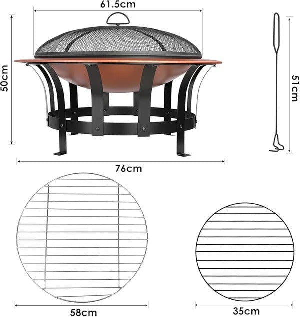 Olmecs Garden Fire Pit Table Round Fire Bowl BBQ Heating Stove