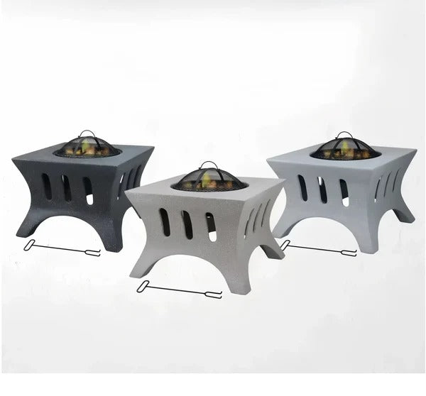Olmecs Outdoor Fire Pit BBQ Grill Garden Table Stove Fireplace Square Shape