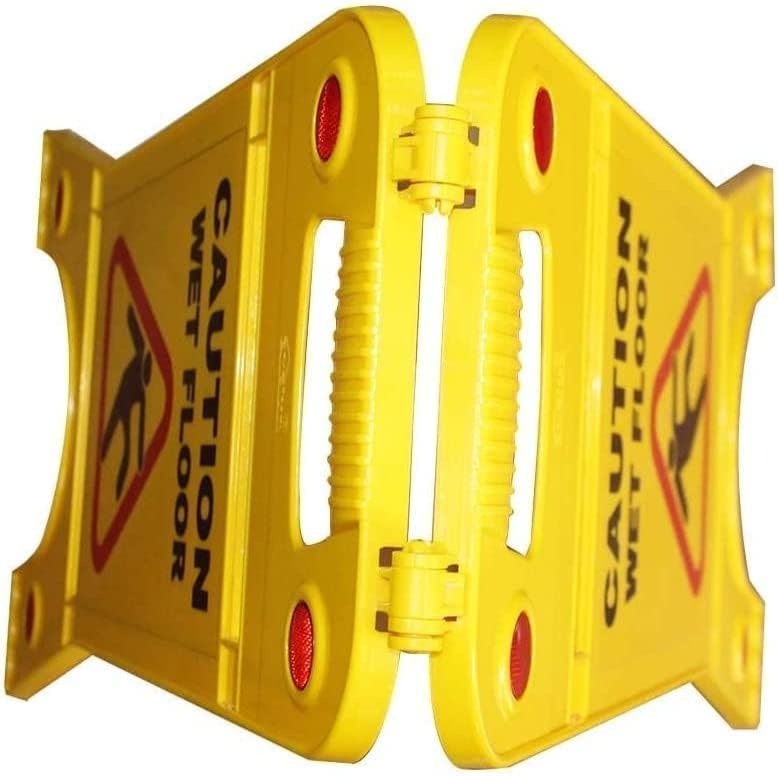 Olmecs Two-Sided Fold-Out Caution Wet Floor Sign - Yellow
