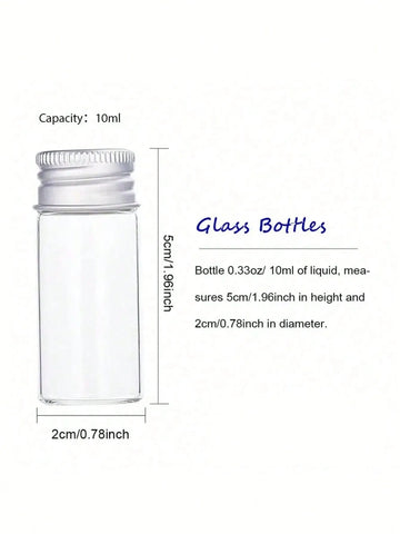 Willow 12 Units 10ML Mini Glass Bottles with Metal Cap Glass Vials Jars (12, 10ml)