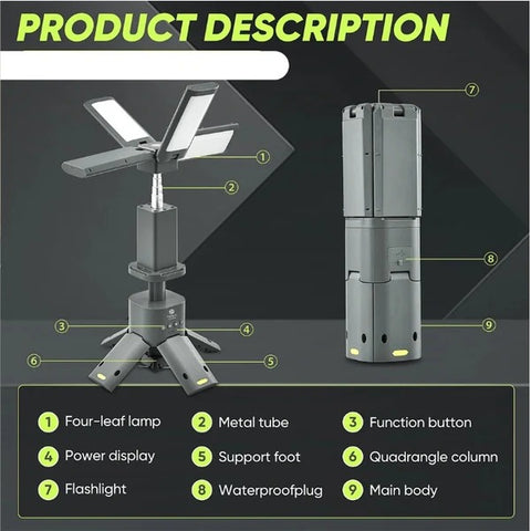 Portable Camping Light Telescopic LED Light with Magnet IPX5 Waterproof for Camping Hiking