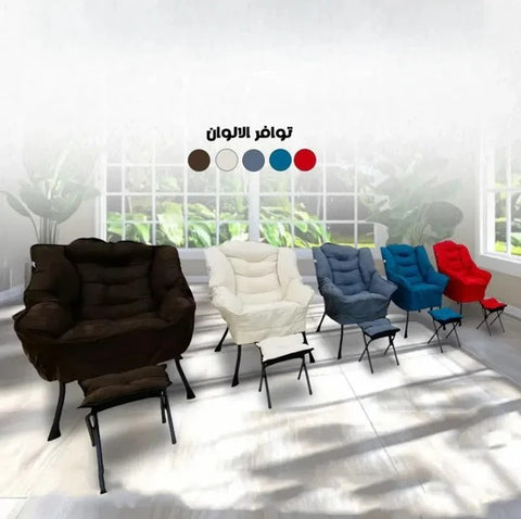 Willow Comfort Lazy Sofa Folding Chair with Armrests Side Pocket and Footstool
