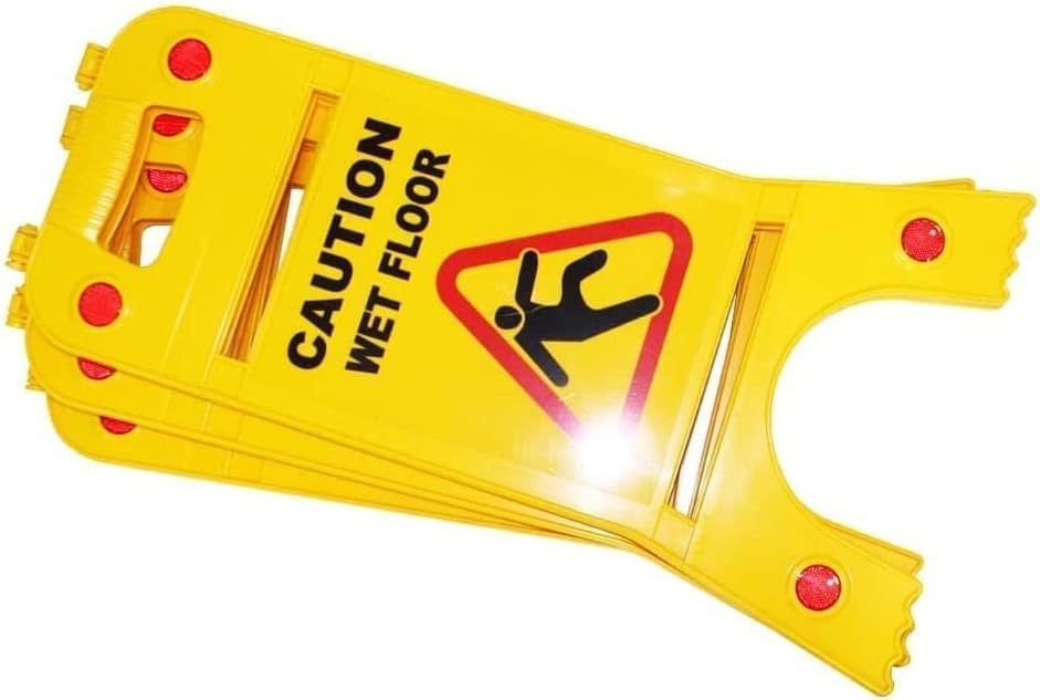 Olmecs Two-Sided Fold-Out Caution Wet Floor Sign - Yellow