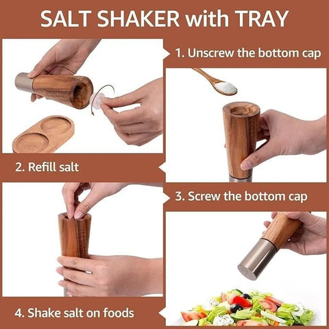 Olmecs Salt and Pepper Shaker Grinder with Tray, High Strength Ceramic Grinding Core