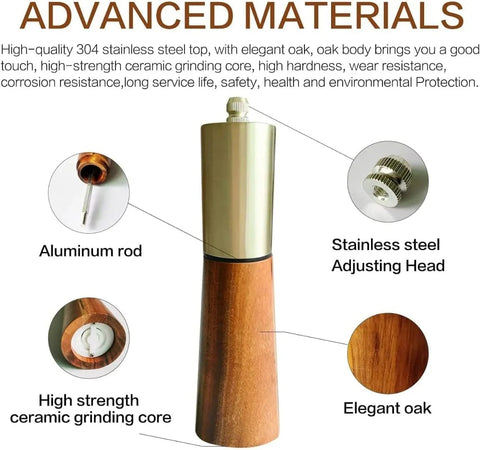 Olmecs Salt and Pepper Shaker Grinder with Tray, High Strength Ceramic Grinding Core