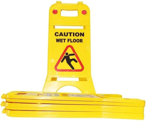 Olmecs Two-Sided Fold-Out Caution Wet Floor Sign - Yellow