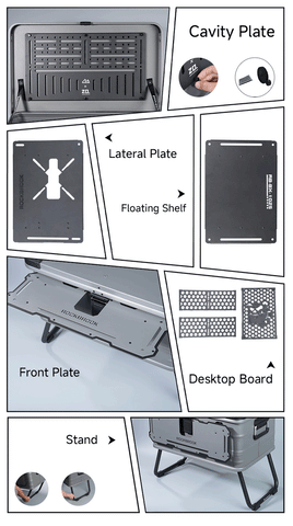 Olmecs Portable Foldable Camping Table Multi Storage Box 50L with Stand Silver
