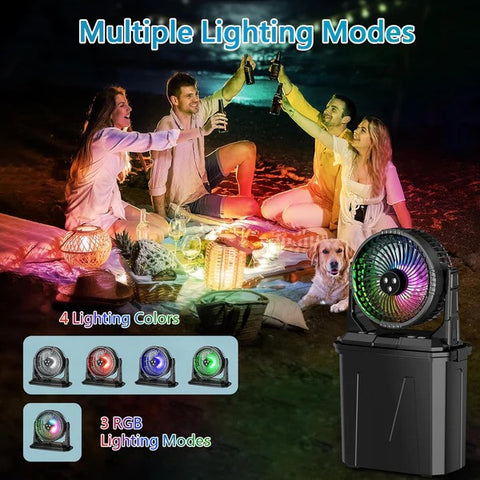 Olmecs Portable Spray Fan with 9L Water Tank LED Light 20000mAh Rechargeable